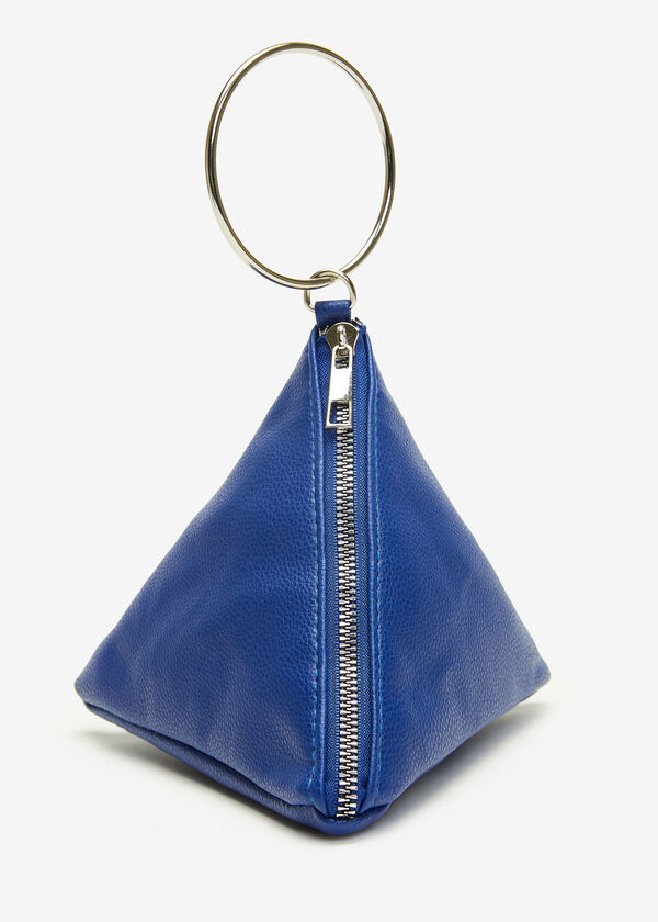 Faux Leather Pyramid Bag, Blue image number 0
