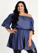 Chambray Off The Shoulder Tunic, Denim Blue image number 0
