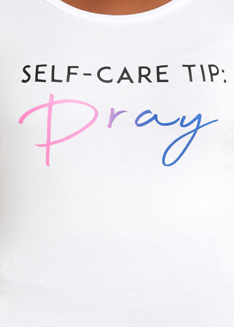 Self Care Tip Pray Graphic Tee, White image number 1