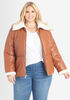Levi Faux Leather Puffer Jacket, Camel Taupe image number 2