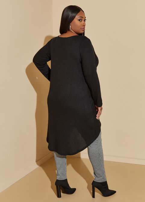 Ribbed Crossover Sweater, Black image number 1