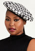 Houndstooth & Faux Leather Beret, Black White image number 0