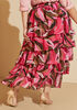 Tiered Printed Maxi Skirt, Bright Rose image number 1
