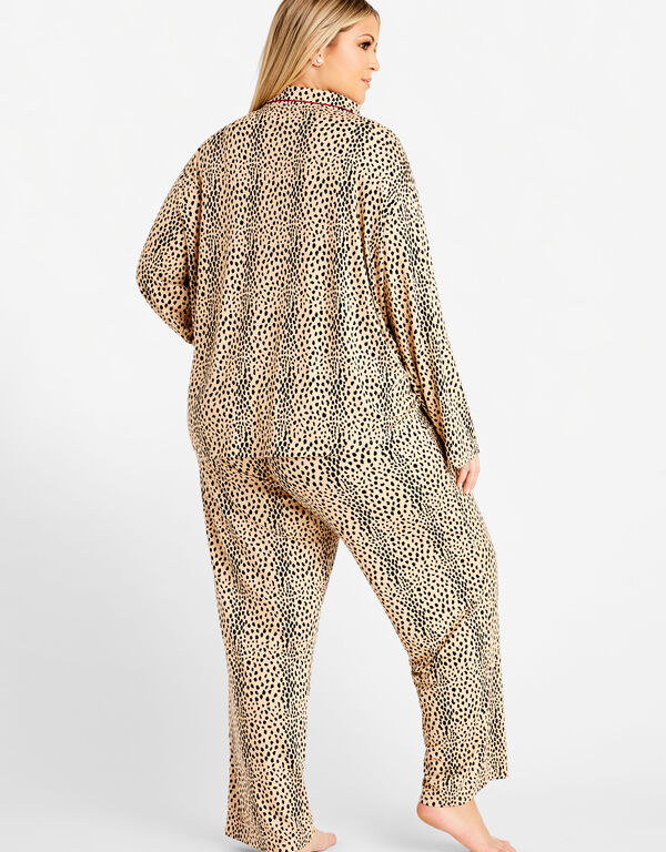 PJ Couture Polka Dot Pajama Set, Brown Animal image number 1