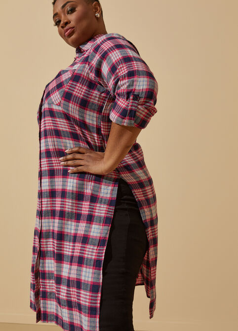 Plaid Duster Shirt, Navy image number 2