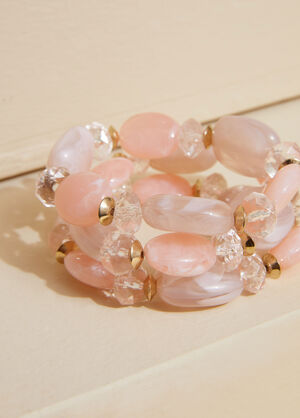 Marbled Stone Stretch Bracelet Set, Blush image number 1