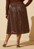 Perforated Faux Leather Midi Skirt, Brown image number 1