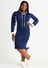 Plus Size Trendy Activewear Colorblock Sweatshirt Midi Hoodie Dresses image number 0