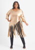 Coated Faux Leather Fringed Top, Gold image number 0