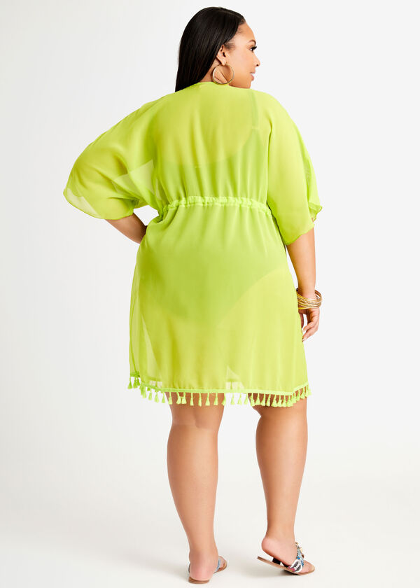 YMI Lime Sheer Kimono Cover Up, Yellow image number 1