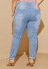 Distressed Cuffed High Rise Jeans, Lt Sky Blue image number 1