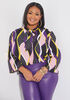 Abstract Print Tie Neck Shirt, Multi image number 2