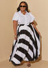 Striped Maxi Skirt, White Black image number 3