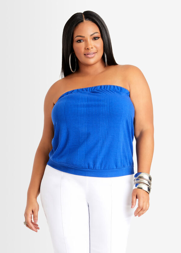 Ribbed Stretch Knit Tube Top, Surf The Web image number 0