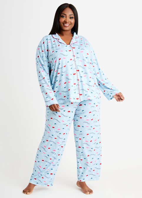 PJ Couture Polka Dot Pajama Set, Princess Blue image number 0