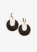 Faux Leather & Gold Drop Earrings, Black image number 0