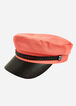 Faux Leather Trim Cadet Hat, Hot Coral image number 0