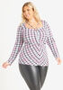 Ring Cutout Houndstooth Jersey Top, Multi image number 0