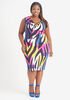 Cowl Neck Printed Midi Dress, Multi image number 0
