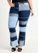 Patchwork Raw Edge Flare Jeans, Denim Blue image number 0