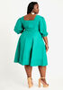 Cotton Fit n Flare Dress, ULTRA MARINE GREEN image number 1