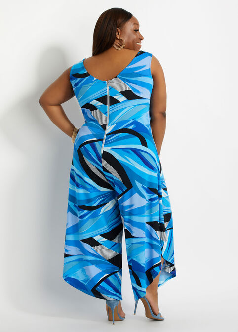 Abstract Knit Wide-Leg Jumpsuit, Multi image number 1