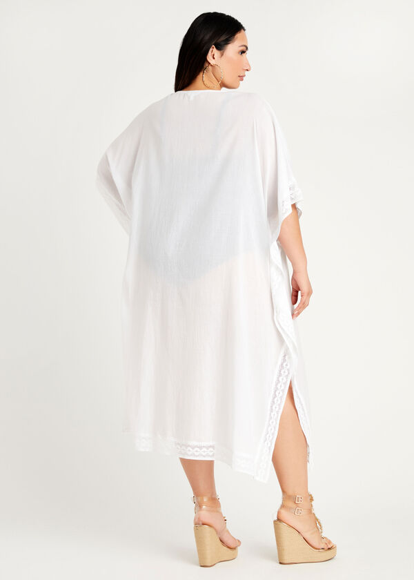 Dalin Crochet Trim Cover Up Caftan, White image number 1