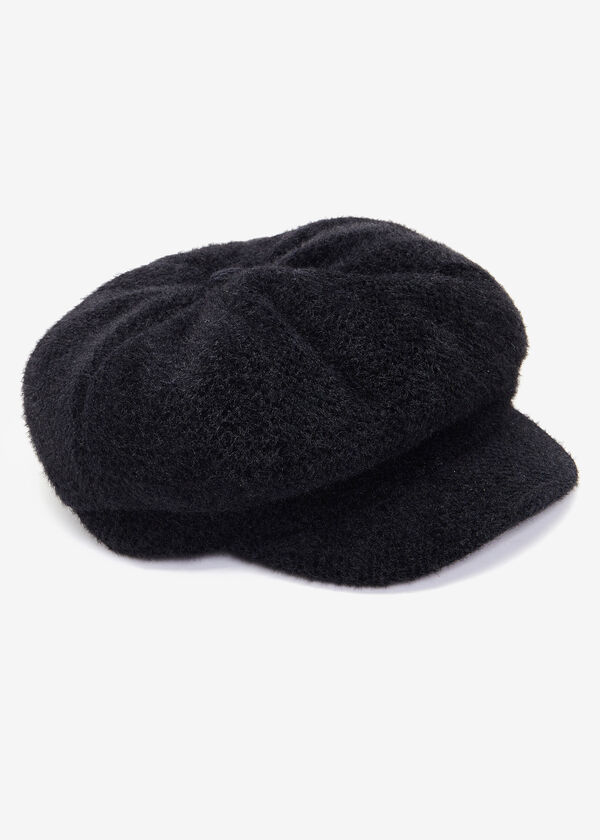 Brushed Knitted Cabbie Hat, Black image number 0