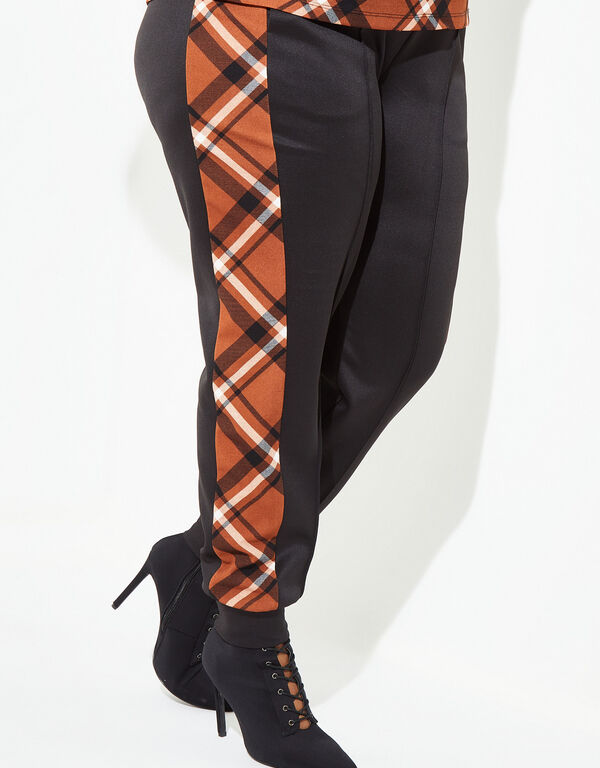 Plaid Stretch Knit Joggers, Black Combo image number 0