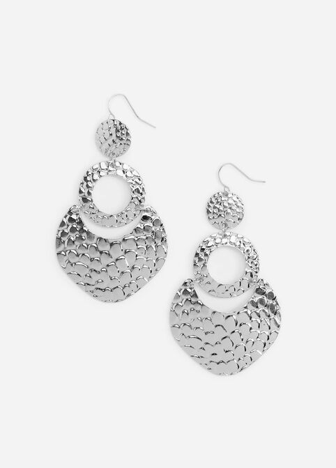 Silver Textured Statement Earrings, Silver image number 0