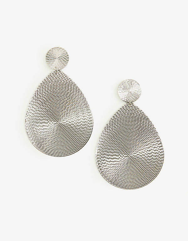 Textured Dangle Earrings, Silver image number 0