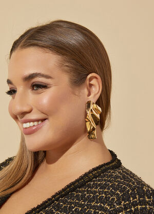 Wavy Gold Tone Earrings, Gold image number 0