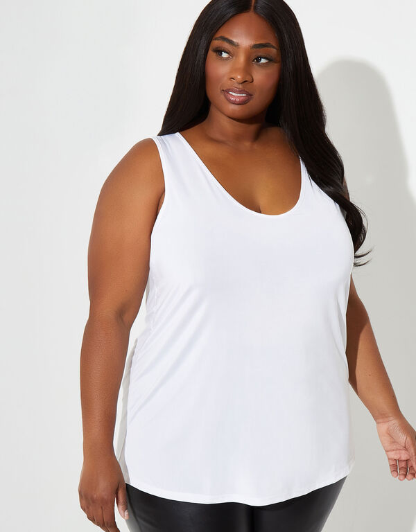 Stretch Knit Swing Tank, White image number 0