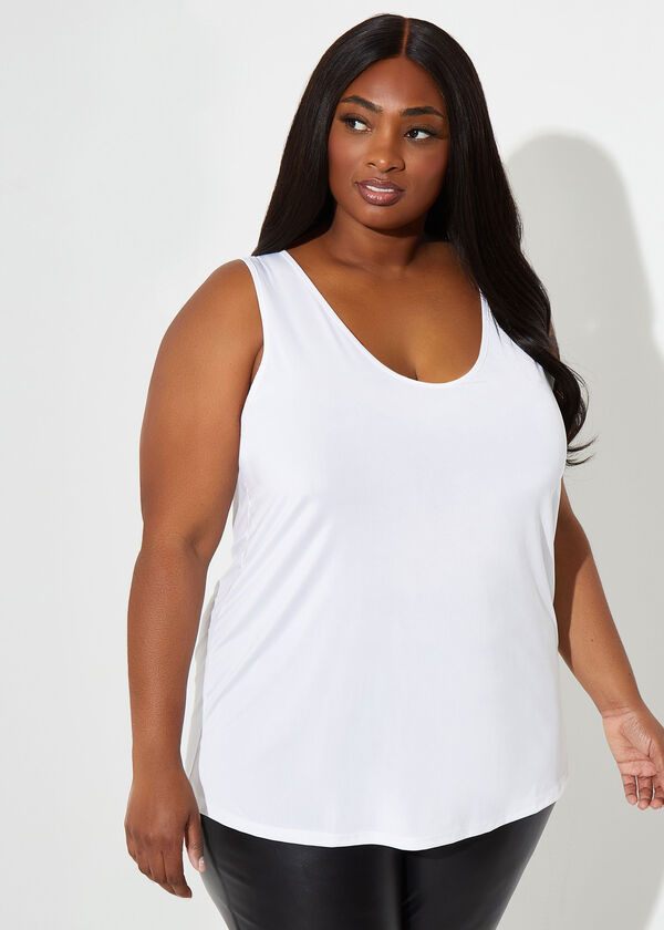 Stretch Knit Swing Tank, White image number 0