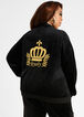 Royalty Embroidery Velour Jacket, Black image number 1
