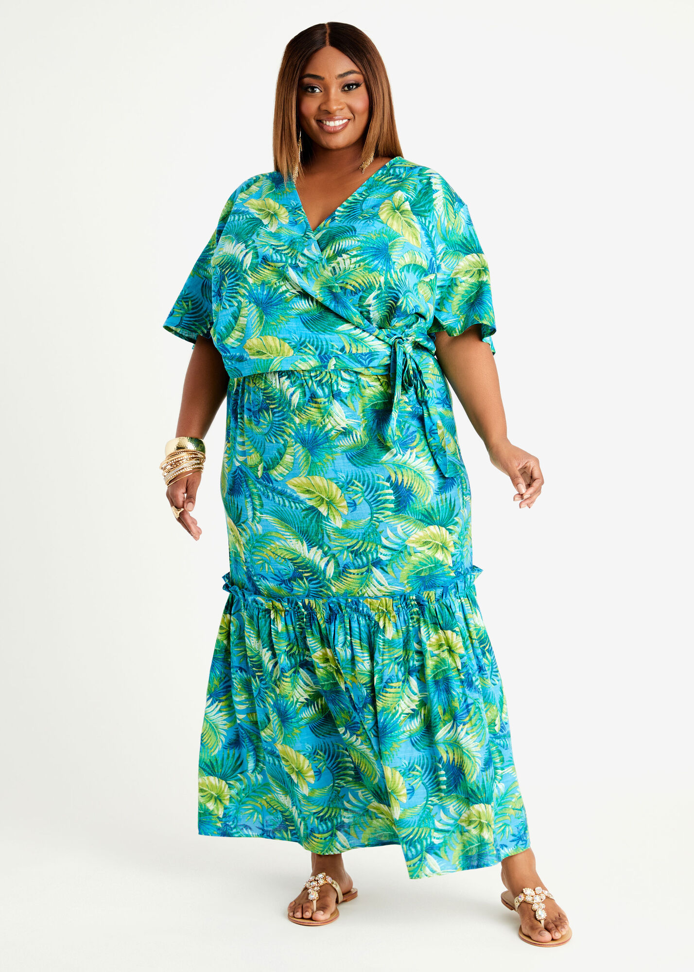 Plus Size Tropical Maxi Skirt & Top Two Piece Outfits & Vacation Sets