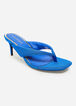 Trendy Medium Width Fabric Mid Heel Thong Slide Mules Sandals image number 0