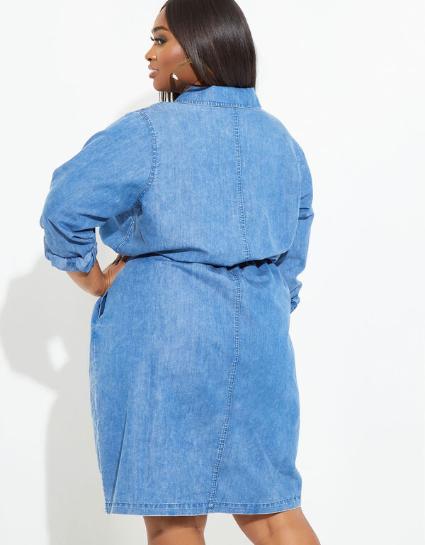 Chambray Midi Shirtdress, Medium Blue image number 1