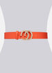Coral Rhinestone Faux Leather Belt, Hot Coral image number 0