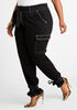 Belted Ankle Tie Cargo Jean, Black White image number 0