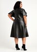Faux Leather Flutter Sleeve Dress, Black image number 1