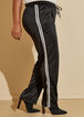 Pintucked Striped Track Pants, Black image number 3