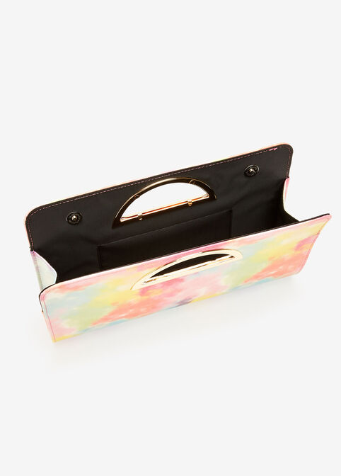 Tie Dye Faux Leather Frame Clutch, Multi image number 1
