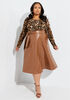 Belted Faux Leather Midi Skirt, Mocha image number 0
