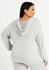 Cozy Lounge Tie Front Knit Hoodie, Heather Grey image number 1