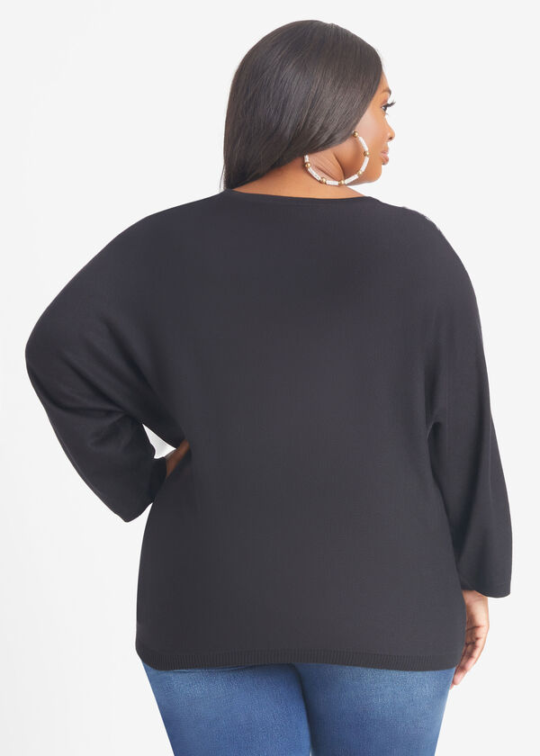 Crystal Embellished Sweater, Black image number 1
