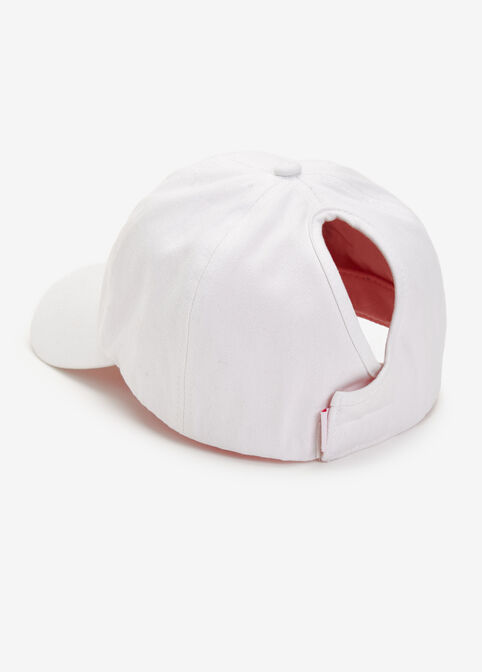 Satin Lined Ponytail Baseball Cap, White image number 3