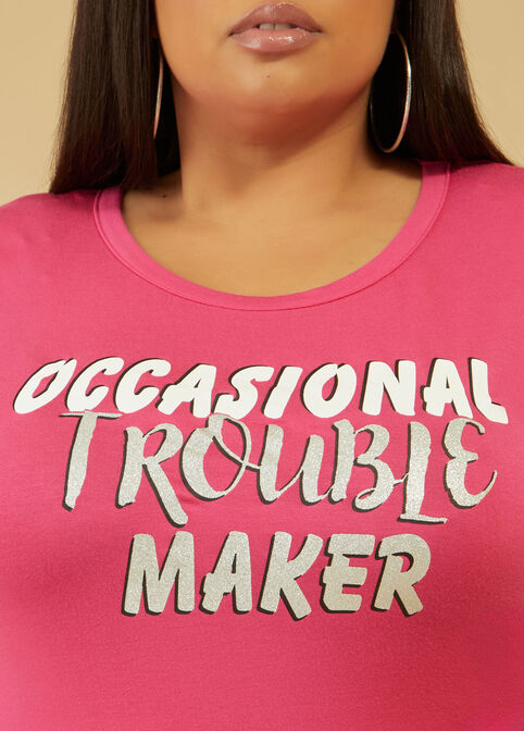 Trouble Maker Graphic Tee, Boudior Red image number 2