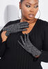 Chevron Boucle Knit Gloves, Black image number 1