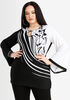 Abstract Colorblock Keyhole Tunic, Black White image number 0